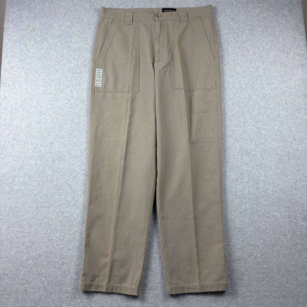 Eddie Bauer Pants Men's 36x32 Tan Canvas Military Khaki Fatigue Field Y2K